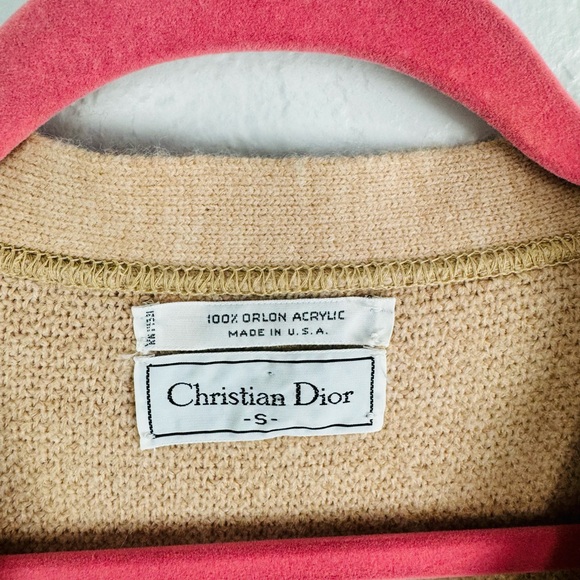 Vintage Christian Dior Brown Cream Knitted Button Down Cardigan - Picture 7 of 9